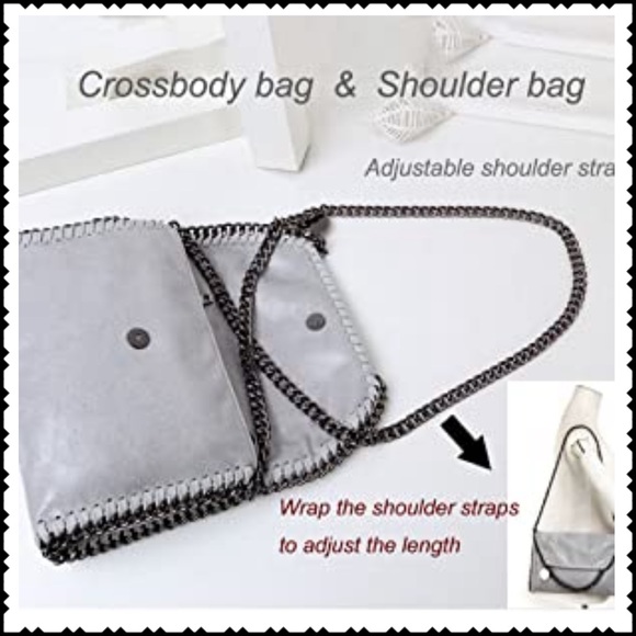 Stunning Chain-Trimmed Crossbody Bag in Grey - Picture 4 of 9